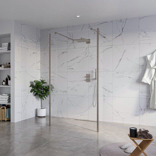 FortiFura Galeria Vrijstaande Inloopdouche - 110x200cm - Helder glas - Gunmetal