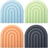 Unyqoos® Set van 4 hittebestendige siliconen onderzetters in regenboogkleuren