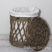 Migo Styling Wasmand-Rond-Open-Met binnenzak-Riet-Rotan-Dia38xH48 cm