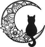 Unyqoos Moderne metalen wanddecoratie met chat en maan