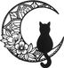 Unyqoos Moderne metalen wanddecoratie met chat en maan