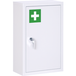Mobliva Armoire à pharmacie, 3 compartiments, porte verrouillable, structure robuste en acier, blanche, 30 x 14 x 46 cm