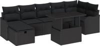 vidaXL Tuinbank Set Zwart Polyrattan