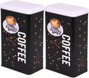 Excellent Houseware Koffieblik - 2x - noir - coffee print - 800 ml - rectangulaire