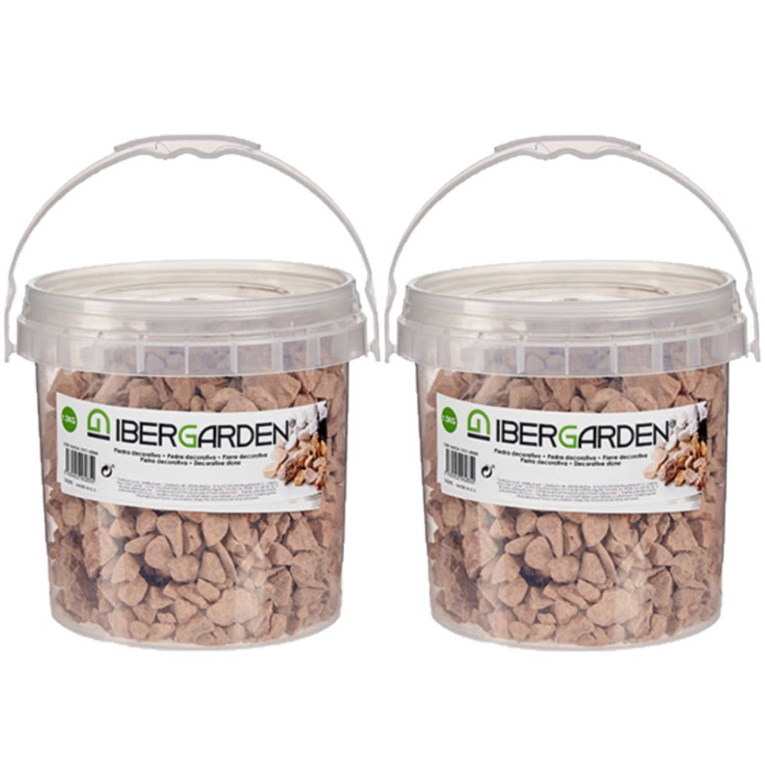 Ibergarden 2x pakjes decoratie steentjes/kiezels terracotta grof 3 kg - Aquarium bodembedekking