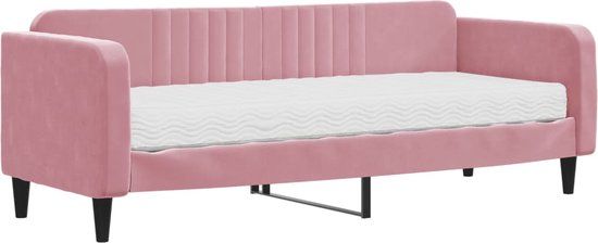 vidaXL Slaapbank met matras 80x200 cm fluweel roze