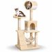 Belviona Poteau griffoir pour chat avec maisonnette, 133 cm, hamac, escalier & poteaux en sisal, beige/blanc