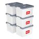 Cetomo 45L x 6 opbergdozen, plastic opbergdoos met deksels, organiserende container met handvat en veilige vergrendelende gespen, stapelbaar, nestbaar, draagtas voor thuiskantoor kleding, 45L-6Pack