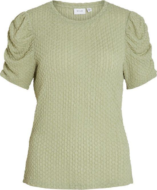 VILA VIANINE S/S PUFF SLEEVE TOP - NOOS Dames T-shirt - Maat L - Swamp