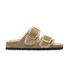 Birkenstock Sandales en Cuir Arizona Big Buckle Laine de Mouton Beige