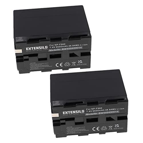 EXTENSILO 2 x batterijen compatibel met Sony MiniDV DCR-VX2100, HVR-HD1000E, DCR-VX70 digitale reflexcamera (6600 mAh, 7,4 V, Li-Ion)