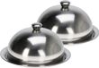 Excellent Houseware plateau de service avec cloche - 2x - argent - inox - D25 x H12 cm