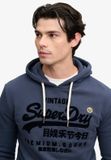 Superdry Vintage Logo Tonal Hoodie Relaxed Fit Heren XL Standaard Marineblauw