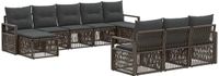 vidaXL Tuinbank - Set - 10 - st - Grijs - poly - rattan