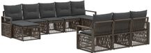 vidaXL Tuinbank - Set - 10 - st - Grijs - poly - rattan