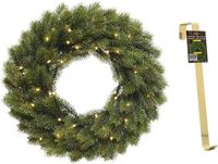 Merkloos Dennenkrans 40 cm met verlichting en met gouden hanger