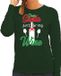 Bellatio Decorations Foute Kersttrui - Dear Santa just bring wine - groen - dames - Kerstkleding - Drank - Sweater XXL