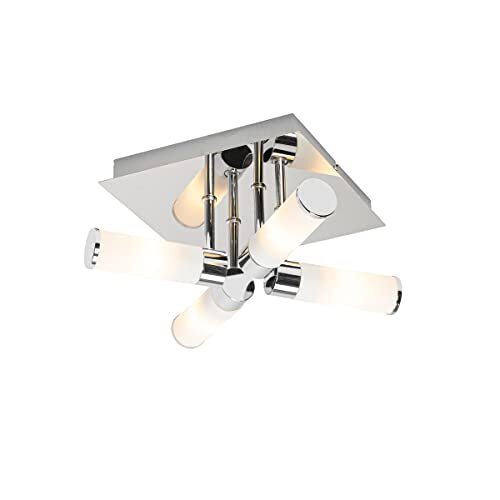 QAZQA - Moderne badkamer plafondlamp chroom 4-lichts IP44 - Bath | Buitenverlichting | Woonkamer - Staal Vierkant - G9 Geschikt voor LED - Max. 4 x 40 Watt