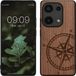 kwmobile telefoonhoesje geschikt voor Xiaomi Redmi Note 13 Pro 4G - Houten hoesje met bumper - Donkerbruin Vintage Kompas design