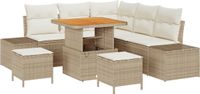 vidaXL Tuinbank Set Beige Poly Rattan