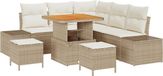 vidaXL Tuinbank Set Beige Poly Rattan