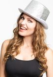 Partychimp Glitterhoed Carnaval Accessoires voor bij Carnavalskleding Dames Carnavalskleding Heren Verkleedkleren Volwassenen - Polyester - Zilver - One-size