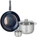 Fackelmann Set de 1 poêle 32 cm et 2 casseroles 12 et 24 cm Elo Prima Brillant