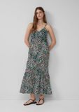 s.Oliver Katoenen maxi-jurk met lange mouw en V-hals in gebloemd design