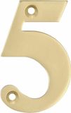 AMIG - Huisnummer 5 (Vijf) - Gepolijst Messing – 50 x 1.5mm – Schroefbaar