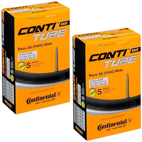 Continental Race 28 700 x 25-32c fiets binnenbanden met Presta 60mm ventiel (paar), zwart