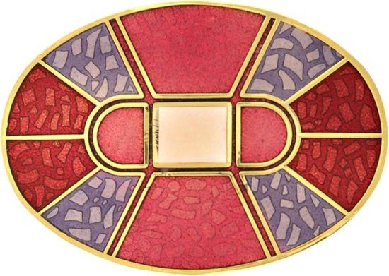 Behave® Broche ovaal vintage rood paars emaille | Emaille | 5 cm