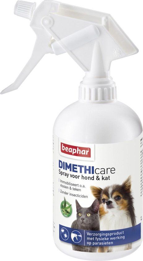 BEAPHAR dimethicare spray hond kat immobiliseert vlooien en teken 500 ml