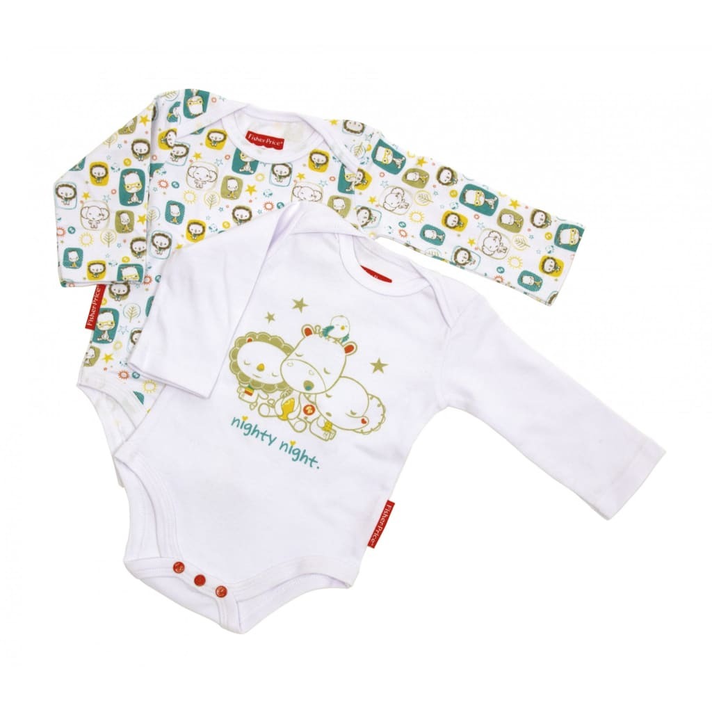 Fisher-Price rompers lange mouwen junior 0-24 maanden 2 stuks