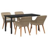 vidaXL Tuinset Eettafel Beige Polyrattan 5-delig