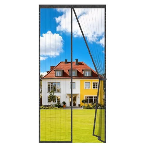 Auxmir Vliegengaas voor deur, magnetisch, 85 x 200 cm, zwart