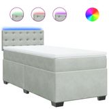 VidaXL Boxspringbed met matras, fluweel, lichtgrijs, 120x190 cm