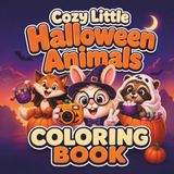 Cozy Little Halloween Animals: A Cute Coloring Book for Adults and Teens with 30 Relaxing Fall Halloween Animal Scenes, One-Sided Pages