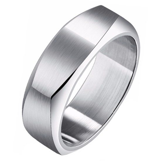 Mendes Zilverkleurige heren ring gepolijst Staal-20mm