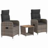 vidaXL Tuin loungeset 3-delig Lichtgrijs en Donkergrijs