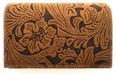 Elzusha - Portefeuille pour femmes en cuir de buffle, avec protection RFID et motif floral en relief