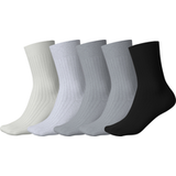 ESMARA® Lot de 5 paires de chaussettes côtelées femme (blanc/gris/noir, 35-38)
