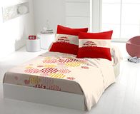 Home Linge Passion Home Beddengoed, 4-delig, warm symbool, 100% katoen, 57 draden/cm², beige-oranje-rood, 240 x 300 cm