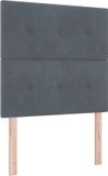 vidaXL Boxspringbed met hoofdeinde, donkergrijs, 90 x 190 cm, fluweel