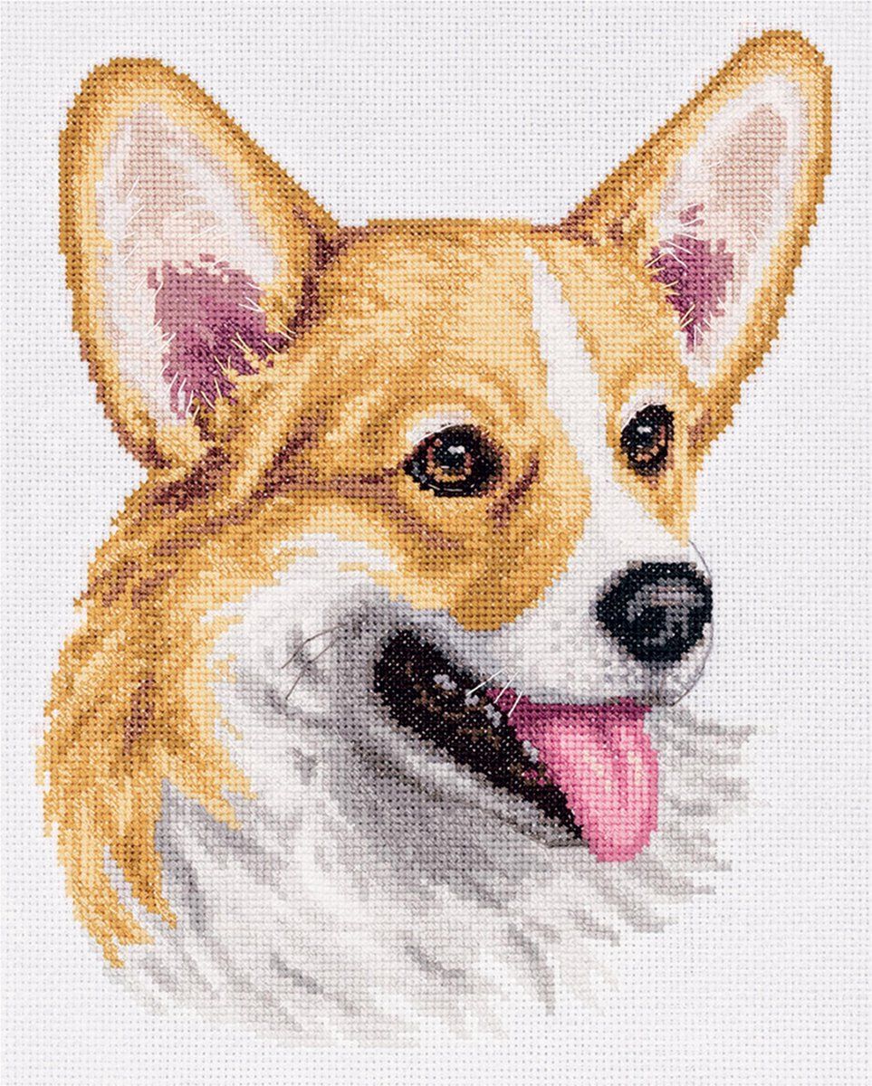 Panna Panda Borduurpakket Welsh Corgi J-7098 - Kruissteek - Borduren voor volwassenen - Aida