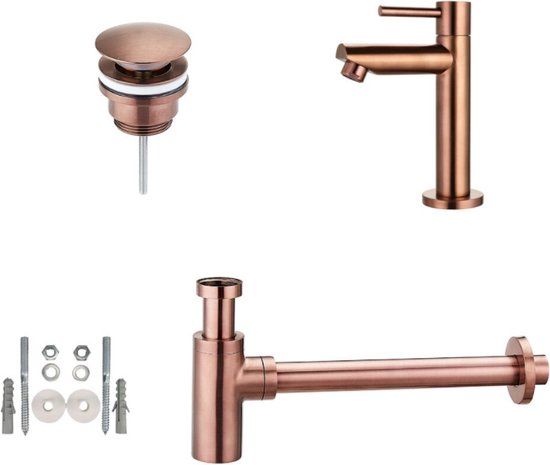 Sani Royal Badkamerplanet Toiletkraan set met afvoer en design sifon geborsteld brons