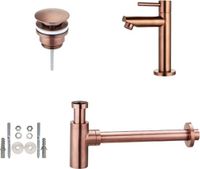 Badkamerplanet Ensemble de robinetterie de toilette avec bonde et siphon design bronze brossé