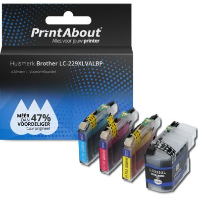 PrintAbout Huismerk Brother LC-229XLVALBP Inktcartridge 4-kleuren Voordeelbundel Extra hoge capaciteit