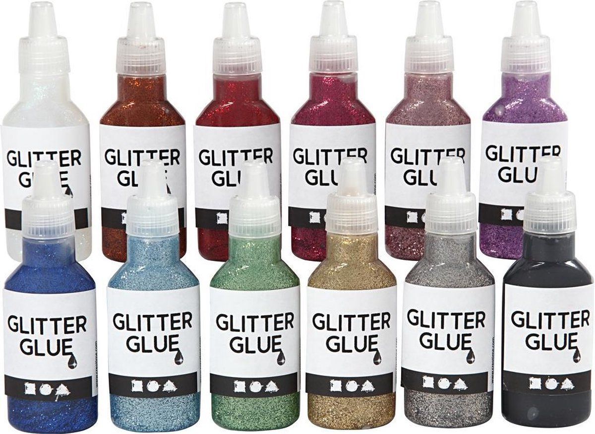 creotime Glitter Glue - Assorted Colors - 12 x 25 ml (318200)