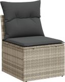 vidaXL Tuinbank - Set - 10 - st - Lichtgrijs - poly - rattan