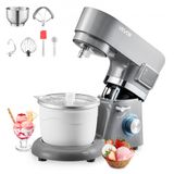 VEVOR IJsmachine 1,7L Staande Mixer 6-snelheden met LED-digitaal Display & Timer & Roerpeddel & Deeghaak & Spatbescherming, voor Doe-het-zelf Bevroren Yoghurt, Fruitgelato Sorbet, 1400W, Grijs
